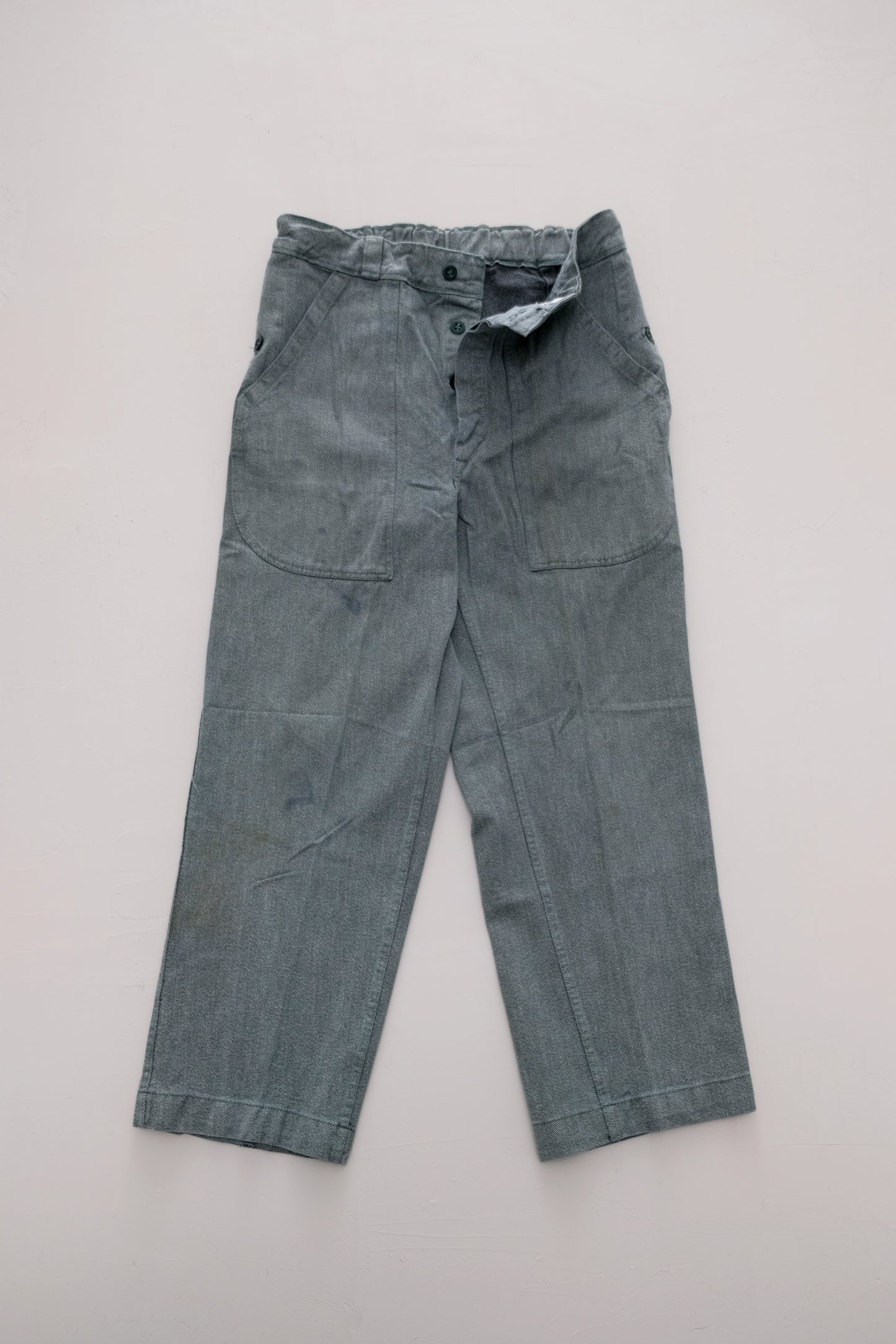 Grey Swiss Military/Workwear Denim Pants — M/L (Elastic waistband)