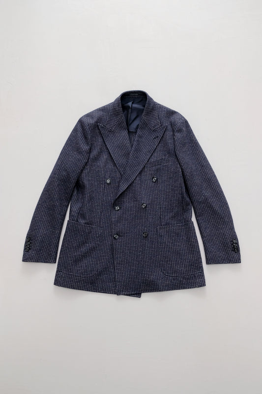 Micro Check Pattern — Blue and Grey Blazer — Tagliatore — M