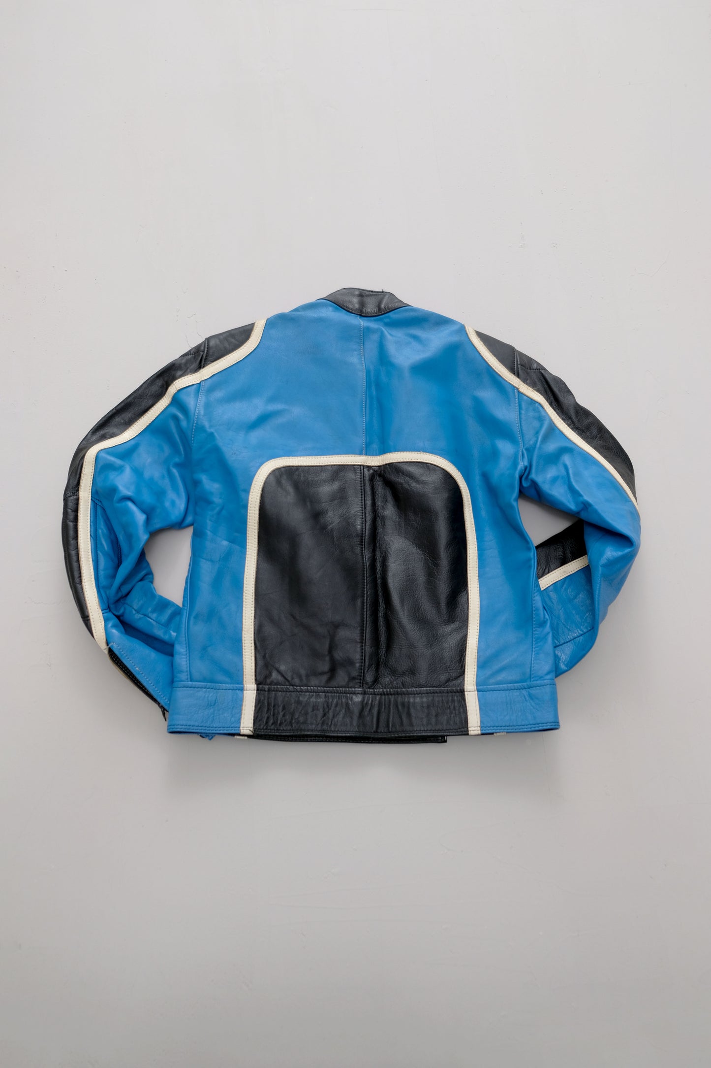 Giubbotto biker in pelle blu — Giudici — S