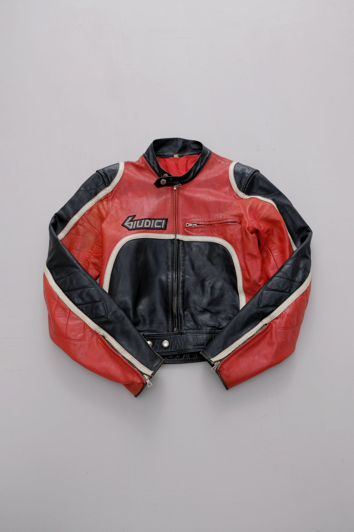 Red Leather Biker jacket — Giudici — S