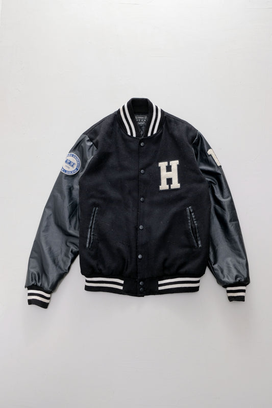 Korean University Black Varsity Jacket — L