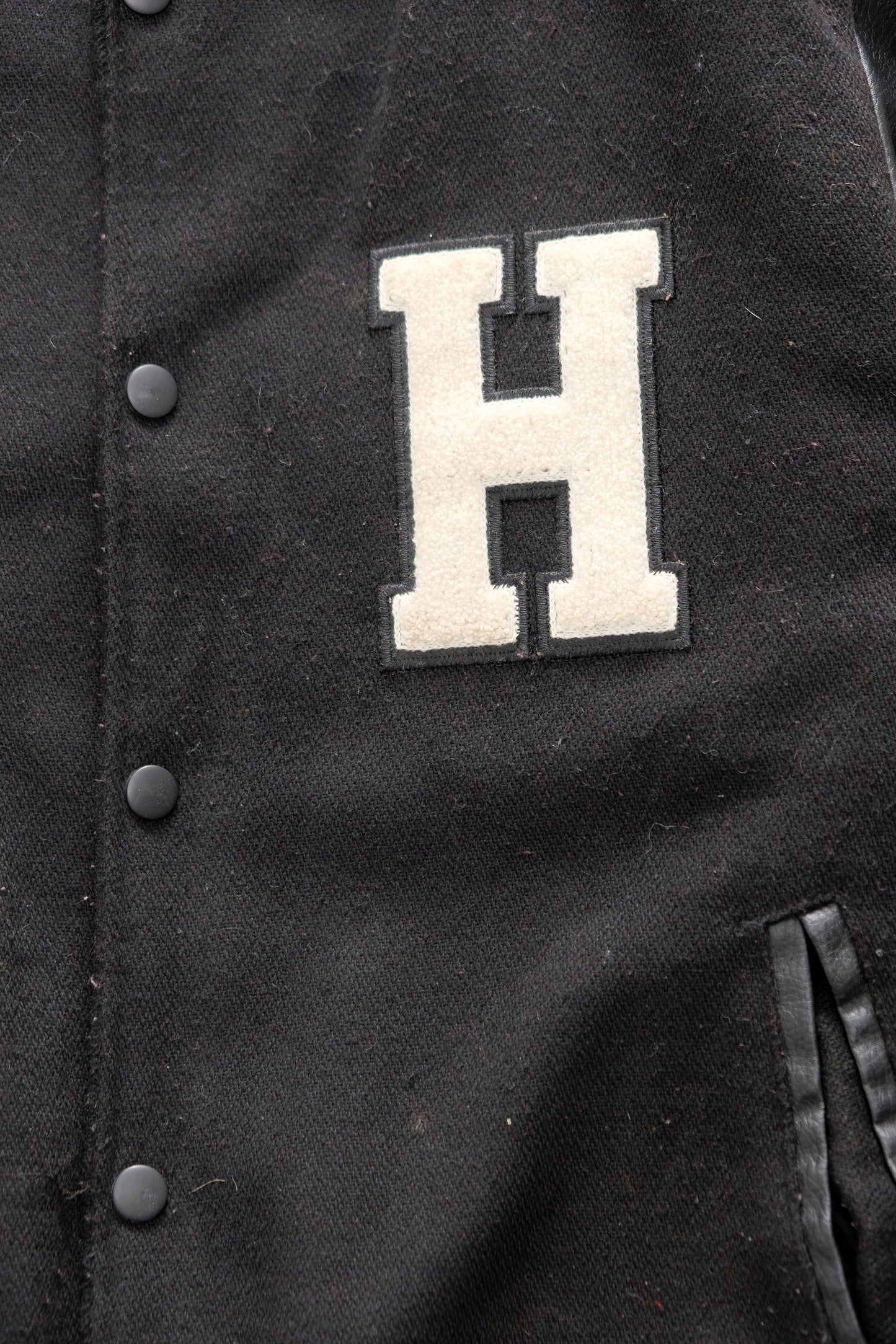 Korean University Black Varsity Jacket — L