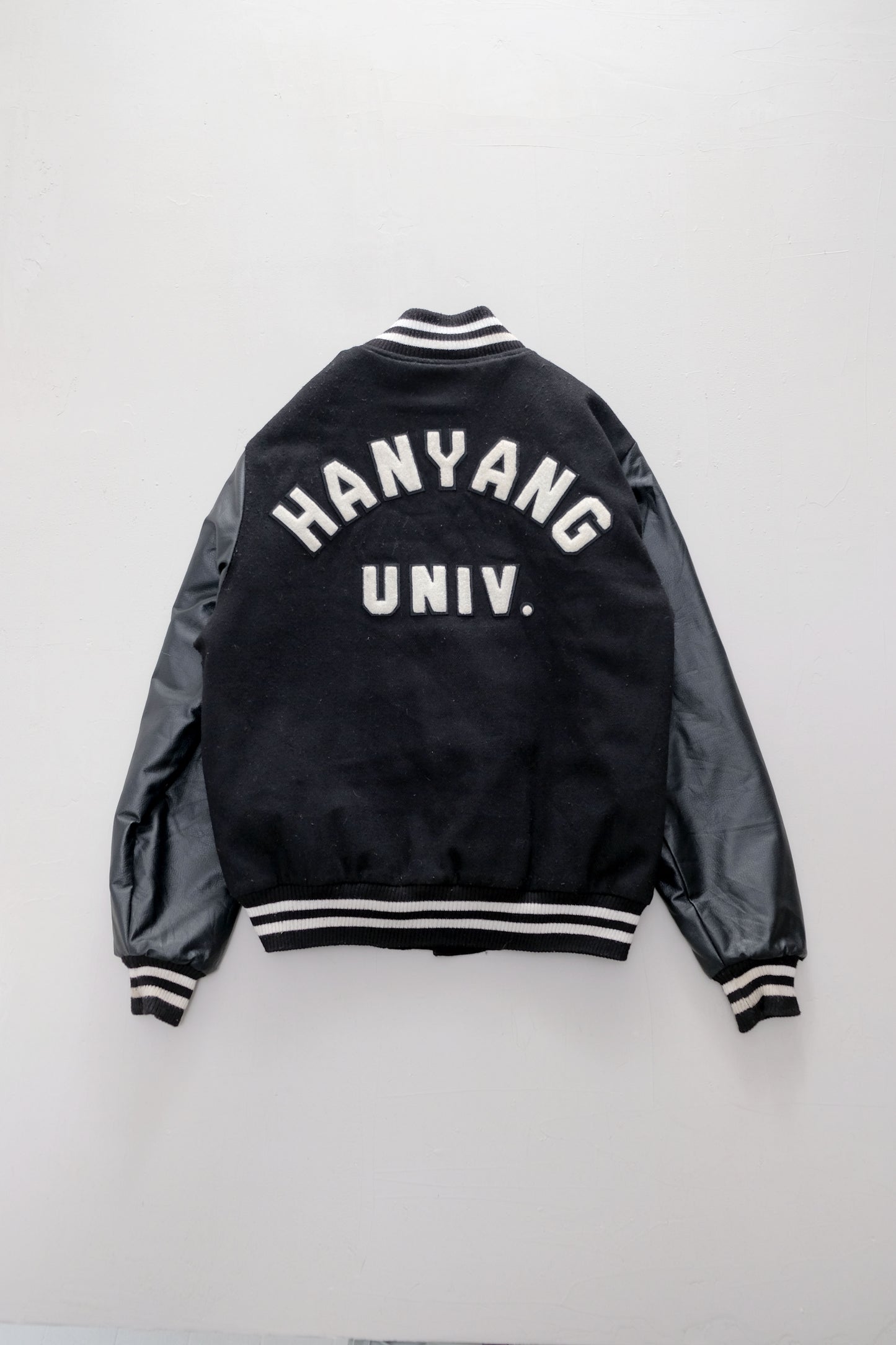 Korean University Black Varsity Jacket — L