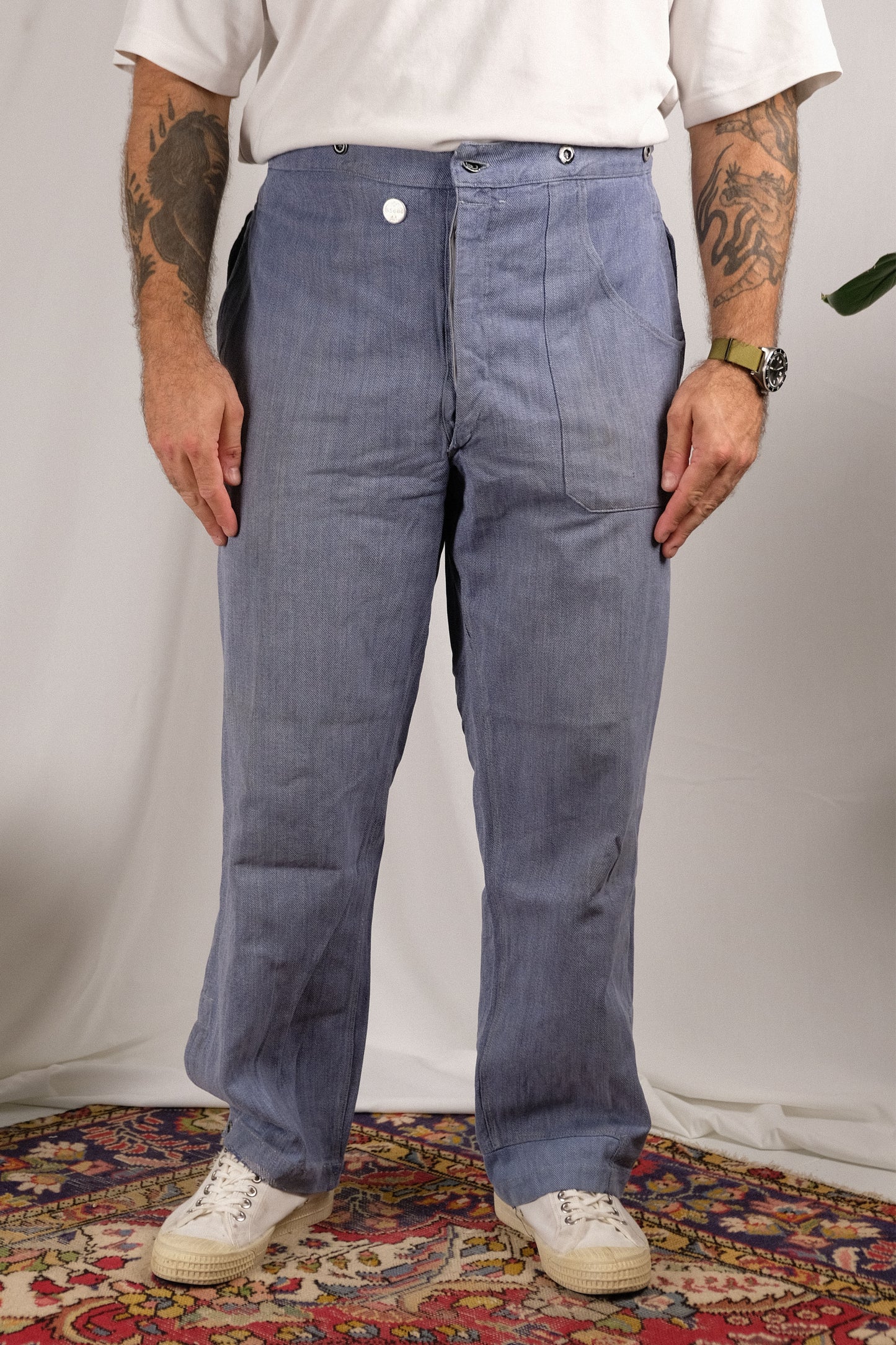 Pantaloni in denim da lavoro/militari svizzeri viola-blu — L/XL