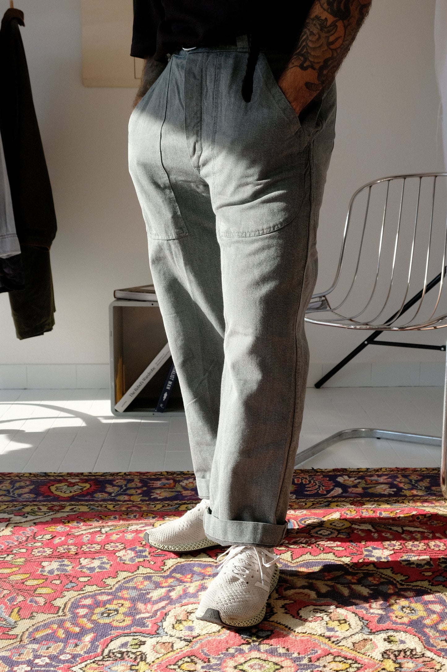 Pantaloni in denim grigio Swiss Military/Workwear — M/L (elastico in vita)