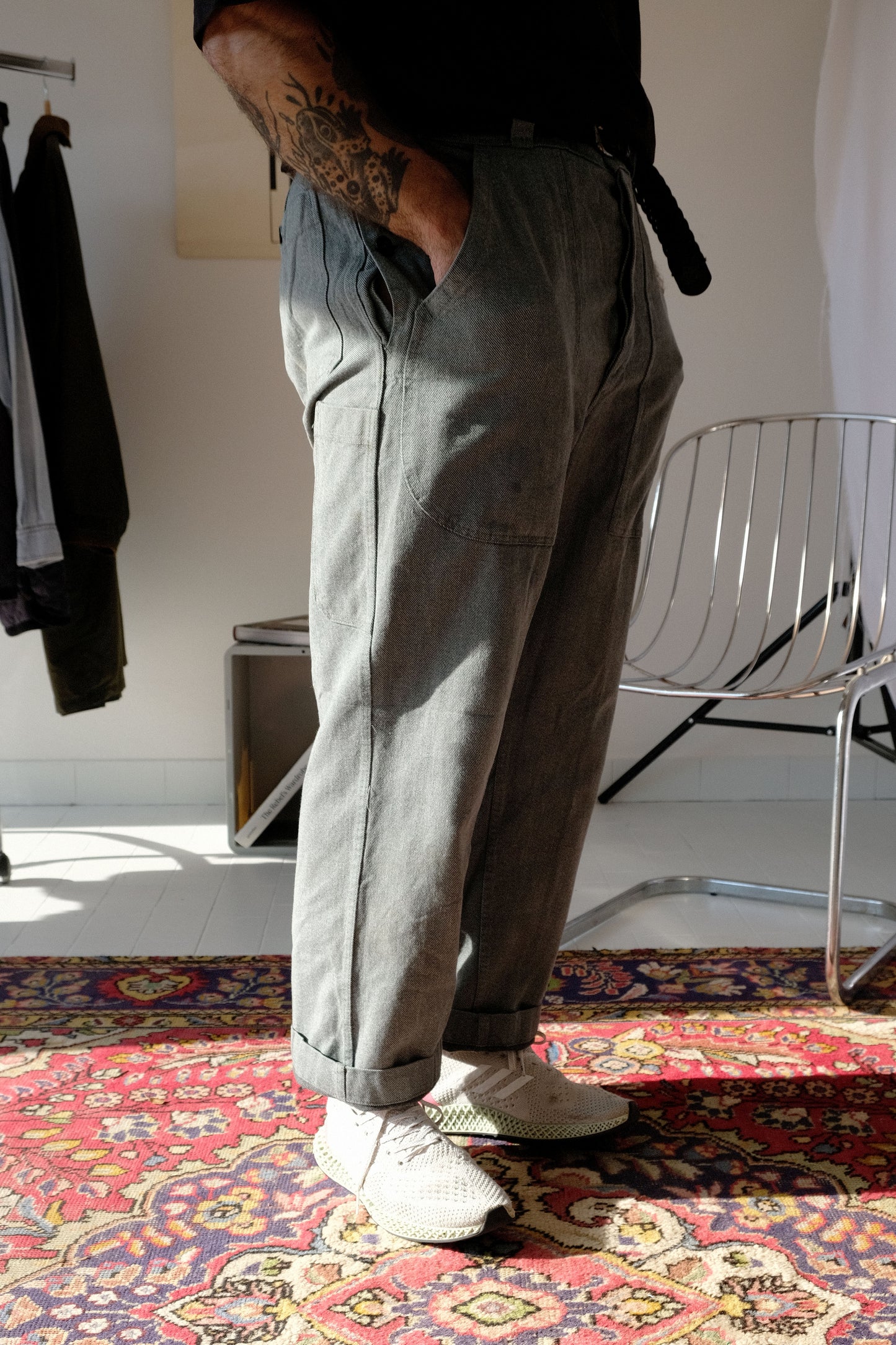 Pantaloni in denim grigio Swiss Military/Workwear — M/L (elastico in vita)