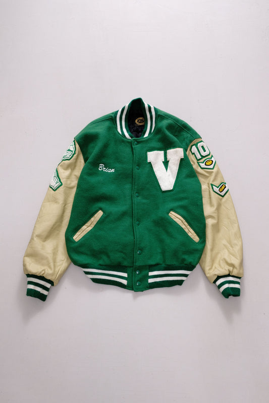 Green&Cream Varsity Jacket — Brian — XL