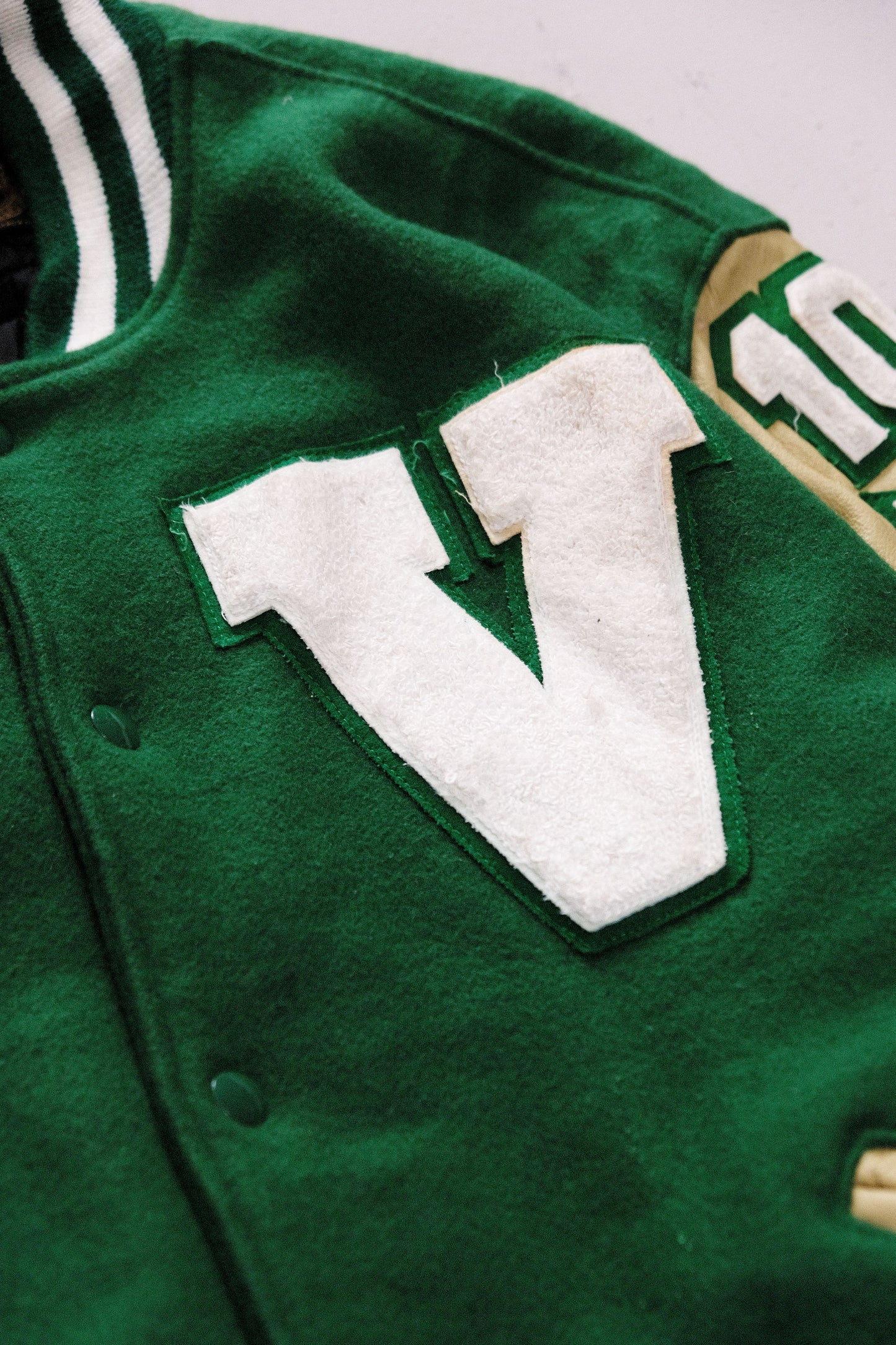 Giacca Varsity verde e panna — Brian — XL