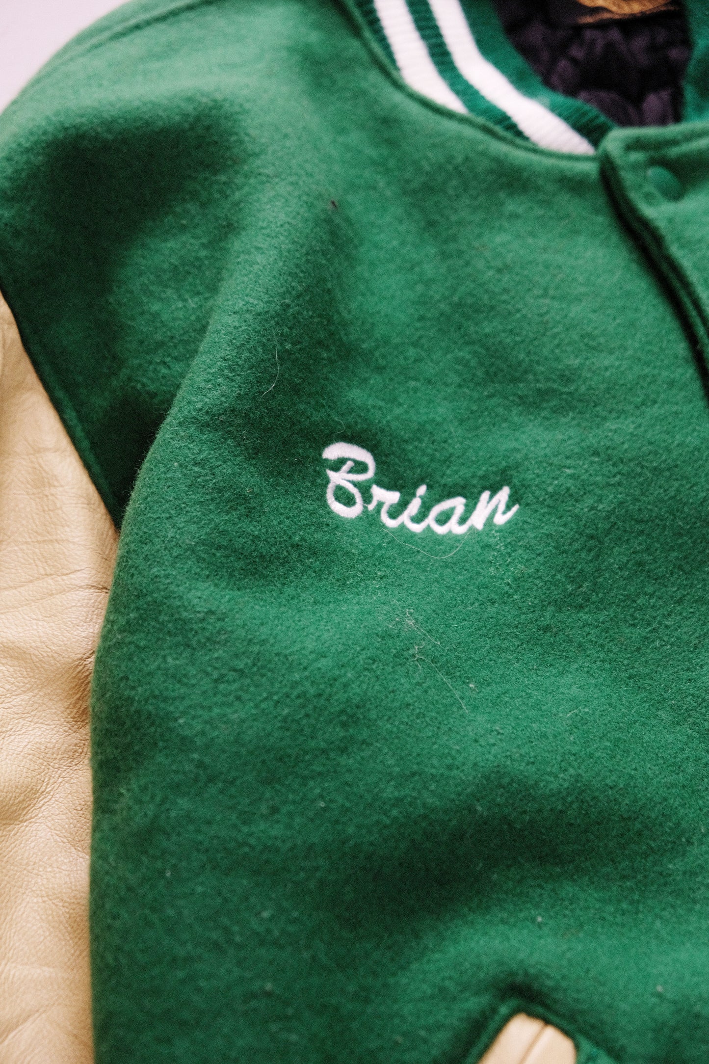 Giacca Varsity verde e panna — Brian — XL