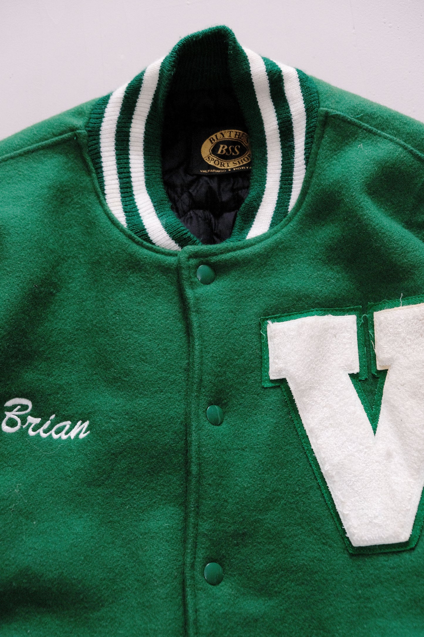 Giacca Varsity verde e panna — Brian — XL