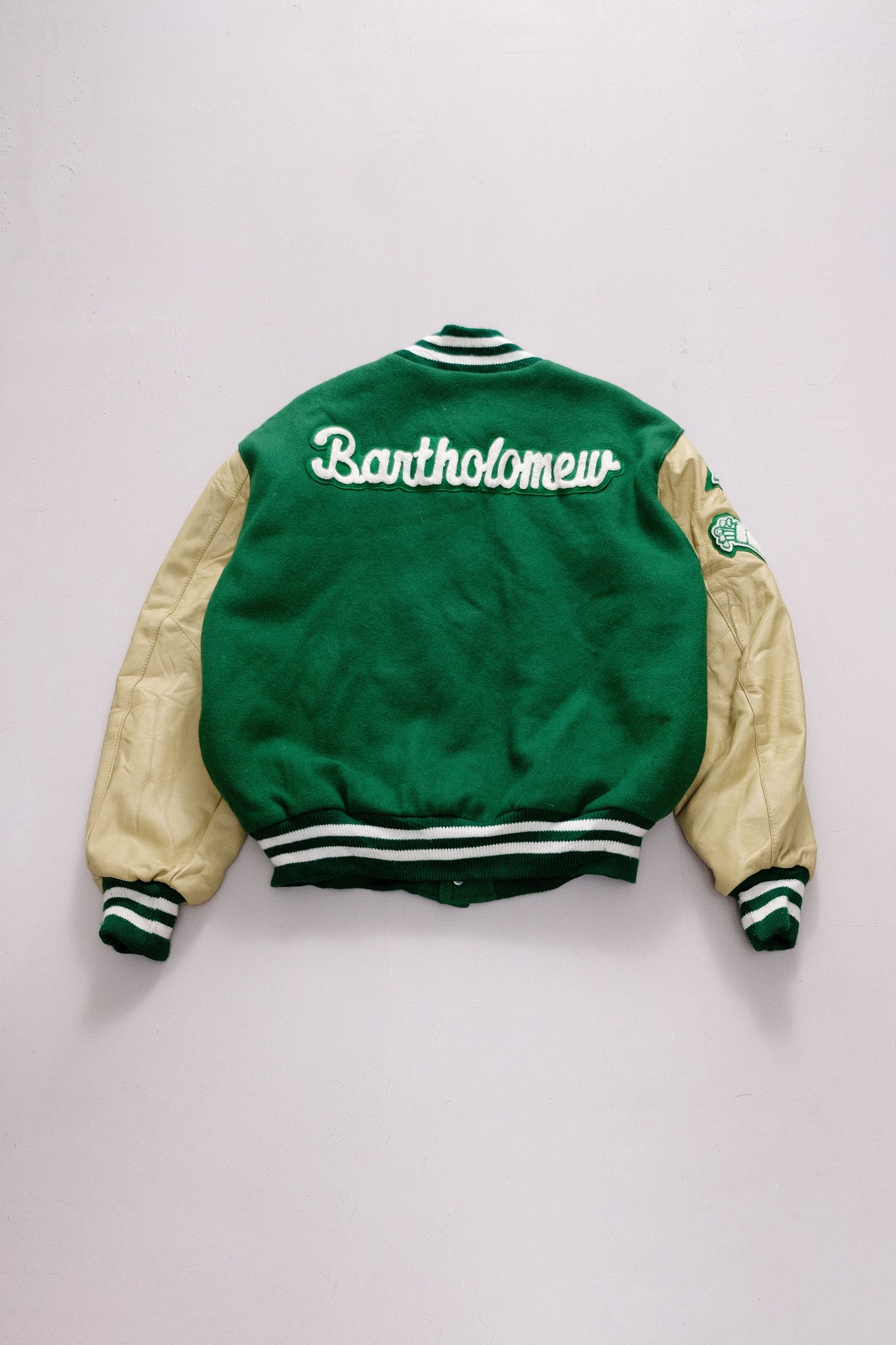 Giacca Varsity verde e panna — Brian — XL