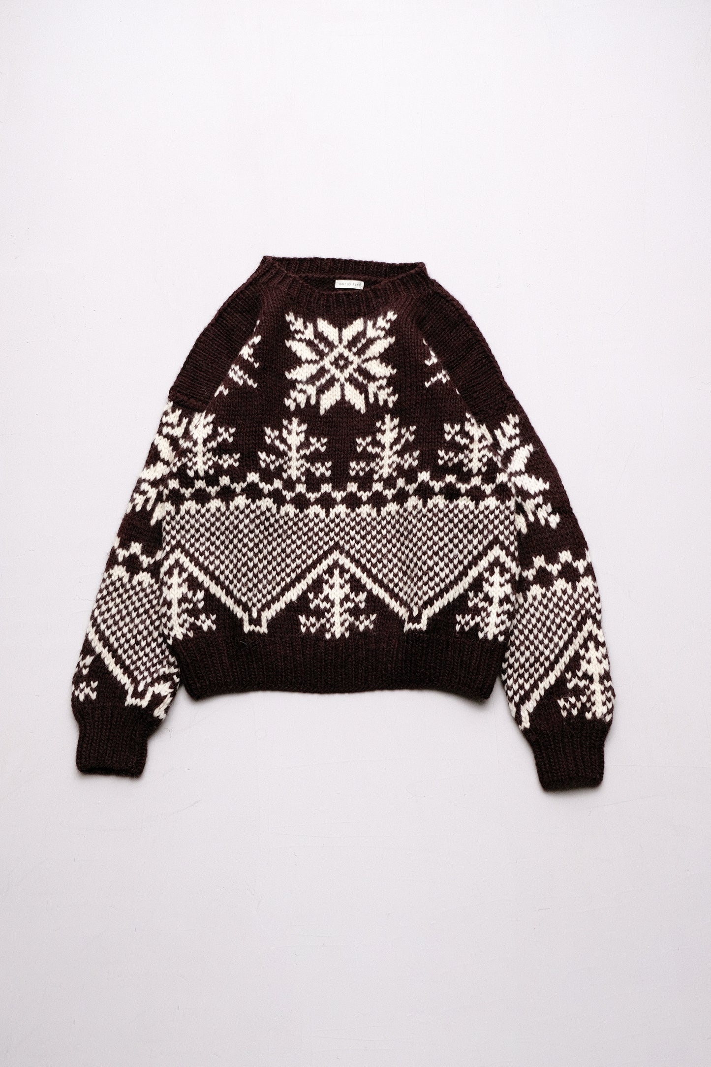 100% Wool Sweater — Knitted by Hand — L