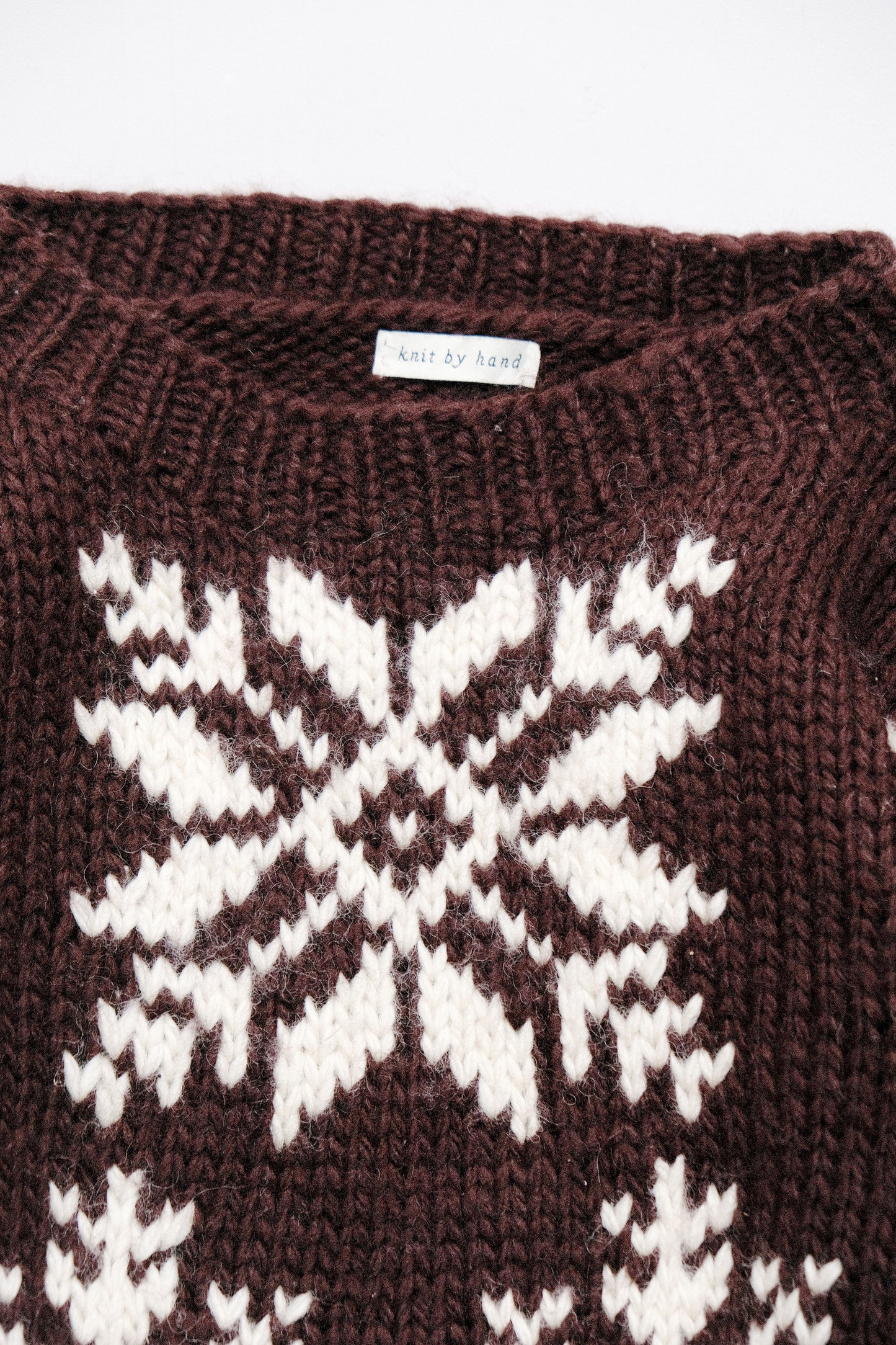 100% Wool Sweater — Knitted by Hand — L