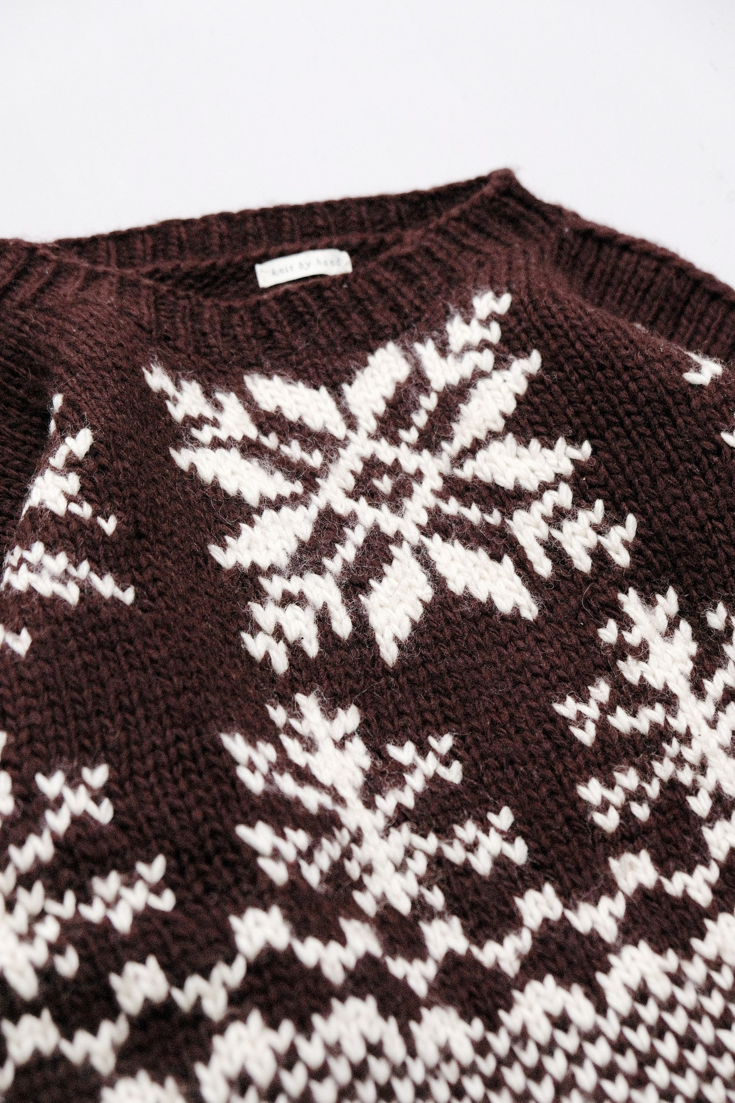 100% Wool Sweater — Knitted by Hand — L