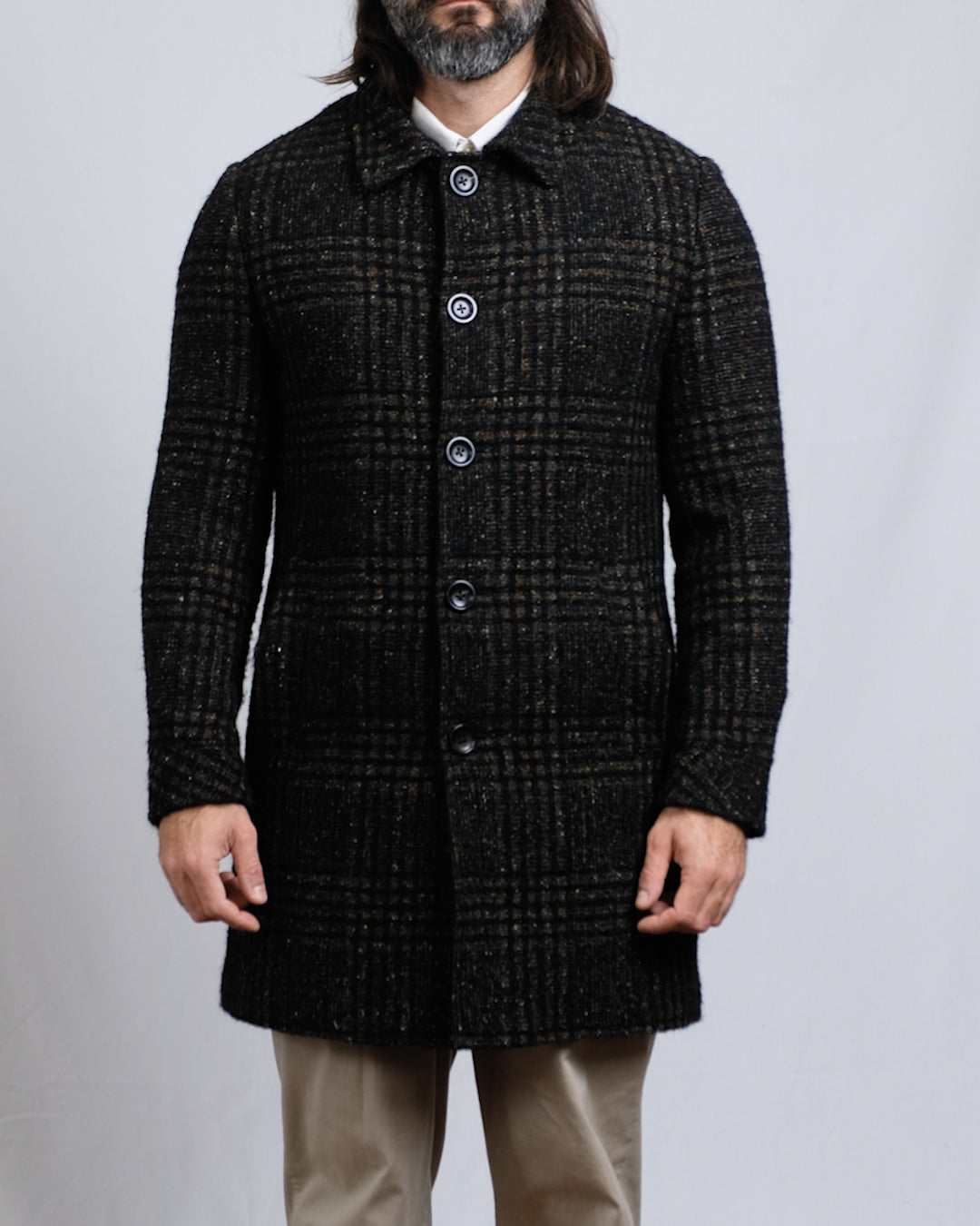 Black & Green Wool Coat — Paltò