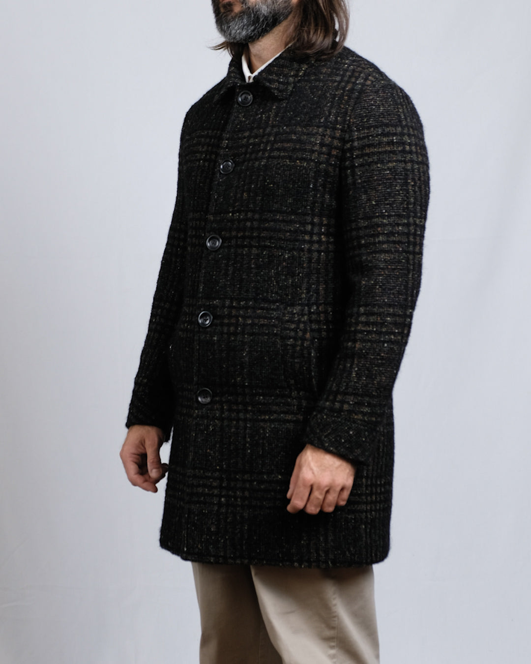 Black & Green Wool Coat — Paltò