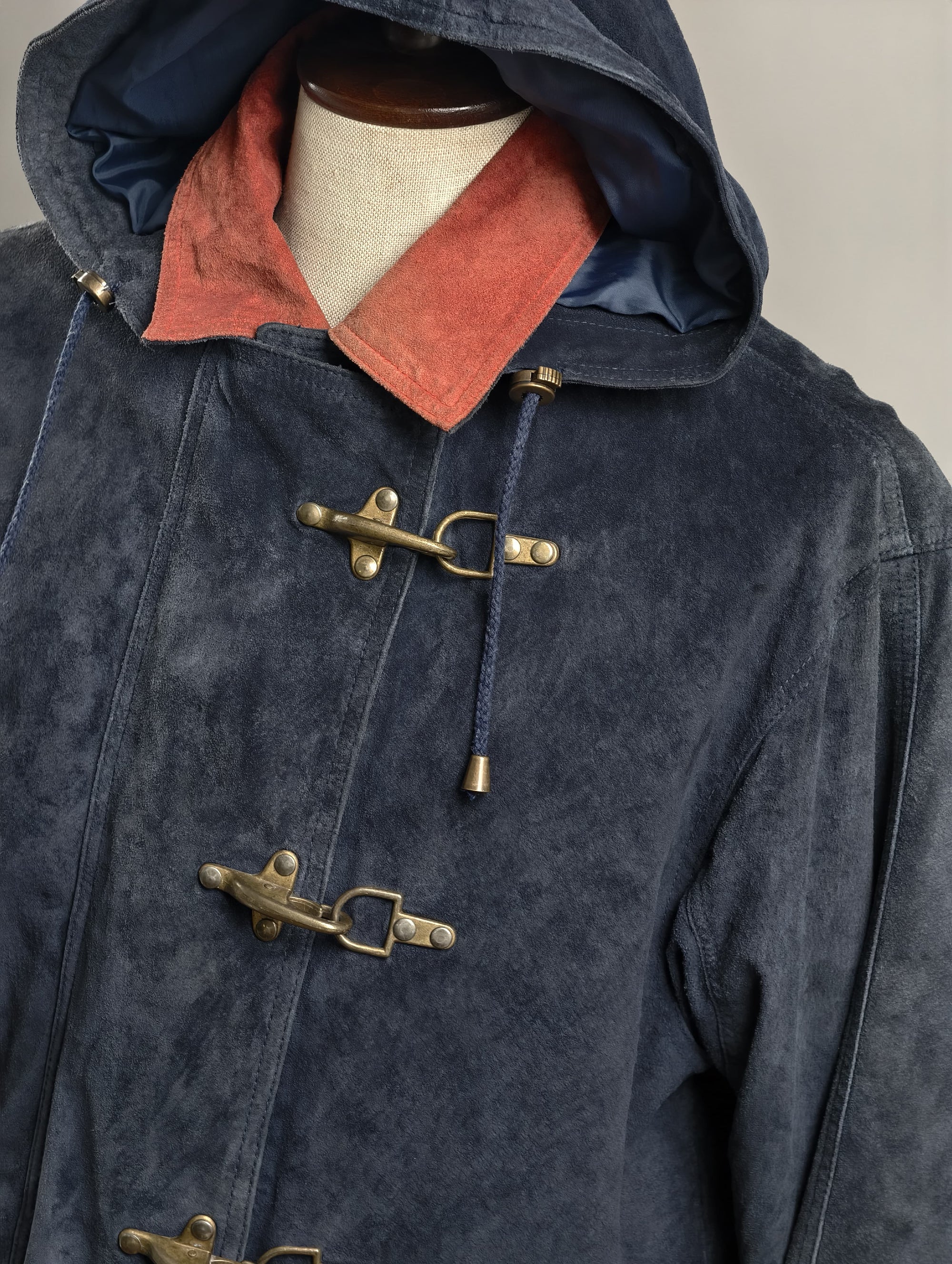 Multicolor Leather Suede Fireman Style Jacket