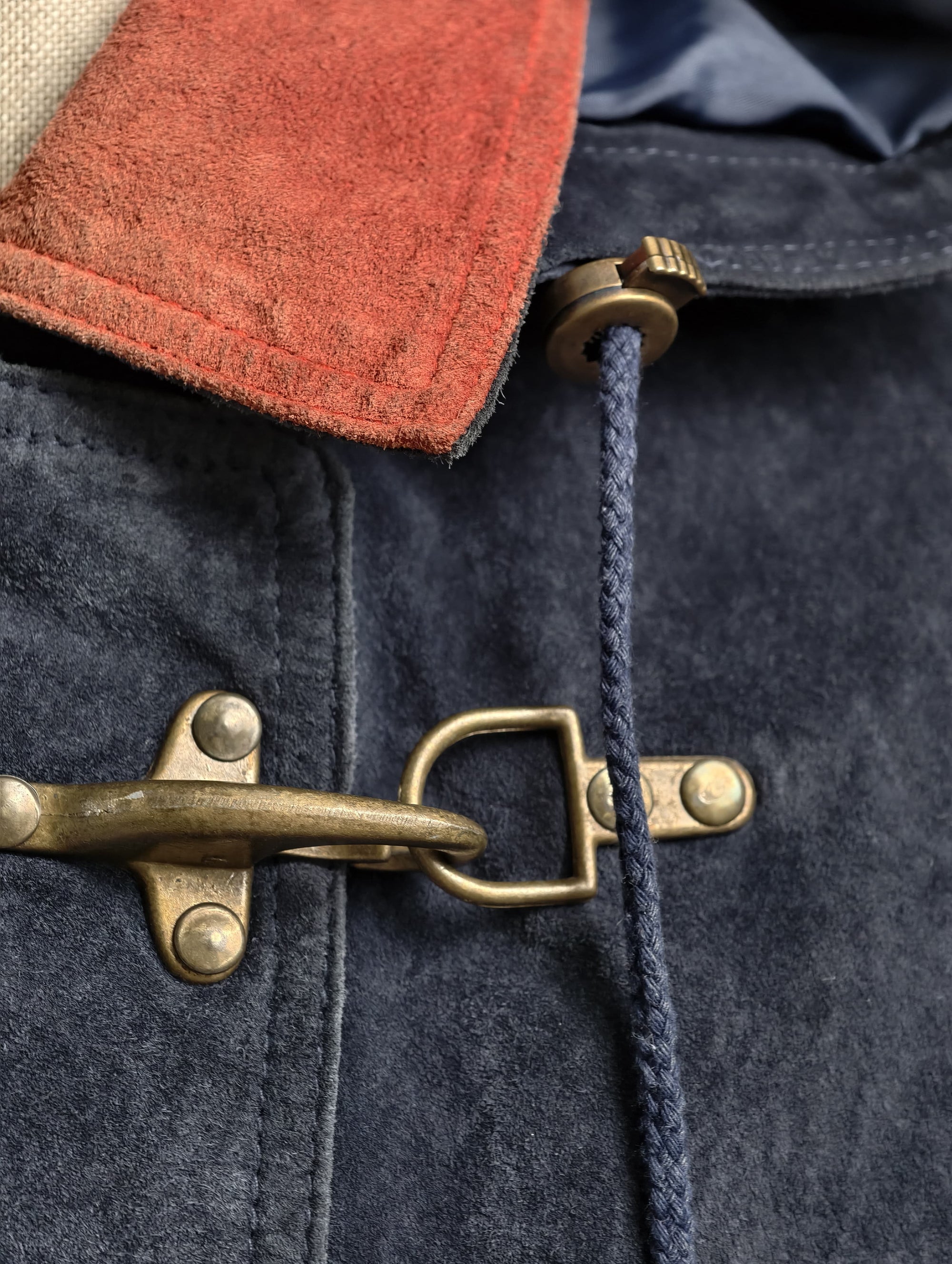 Multicolor Leather Suede Fireman Style Jacket