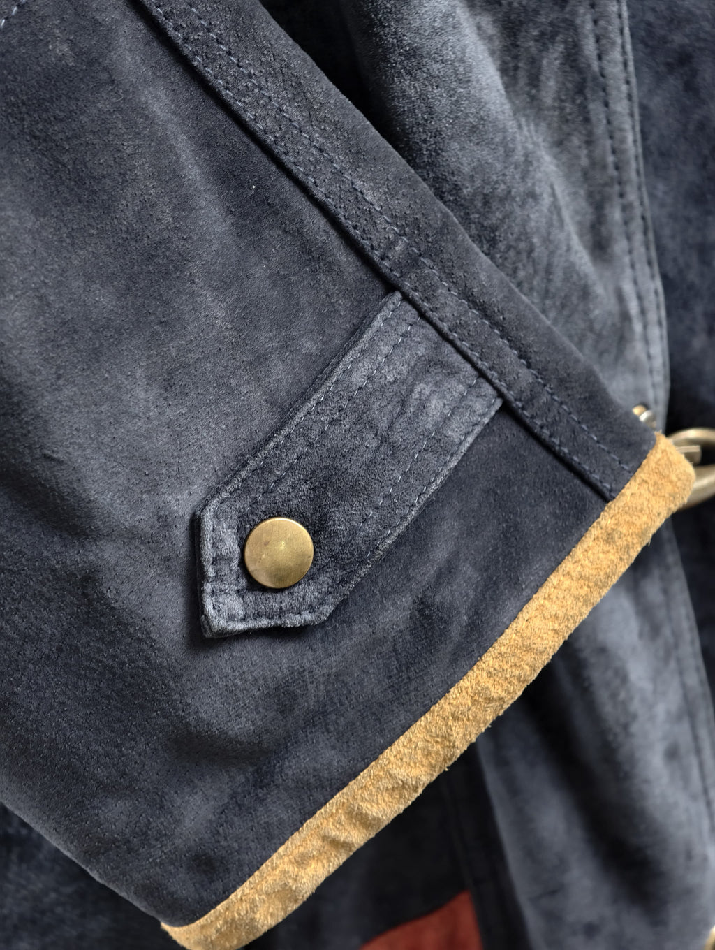 Multicolor Leather Suede Fireman Style Jacket