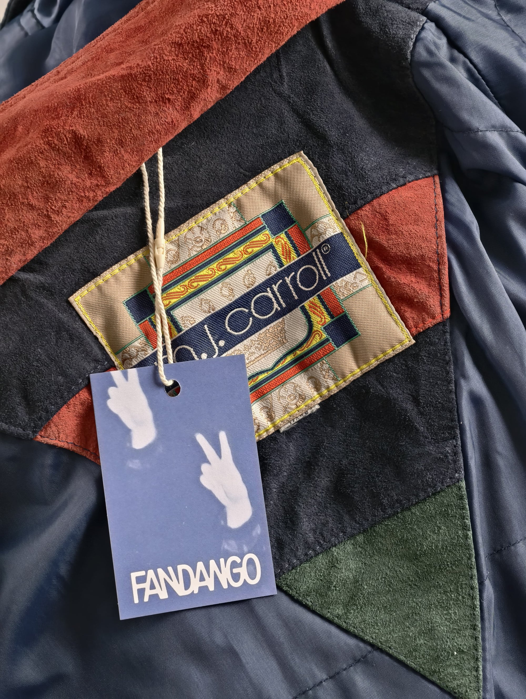 Multicolor Leather Suede Fireman Style Jacket