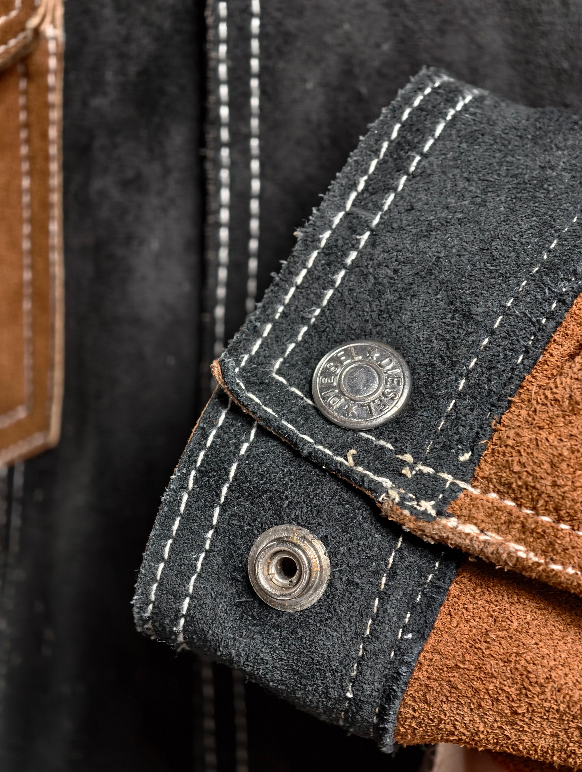 Vintage Diesel Color-Block Suede Jacket - 1990s