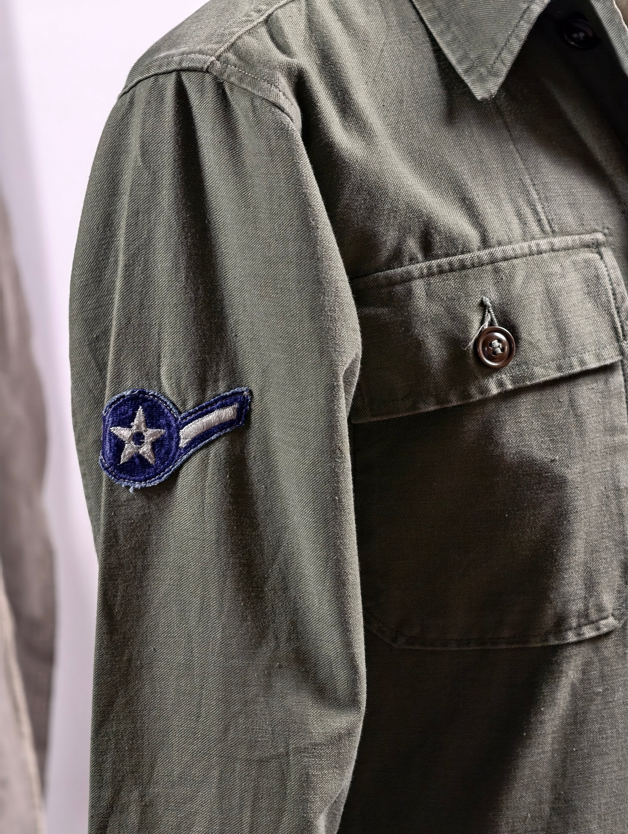 Vintage OG-107 Sateen US Air Force Utility Shirt - 1960s - Made in USA