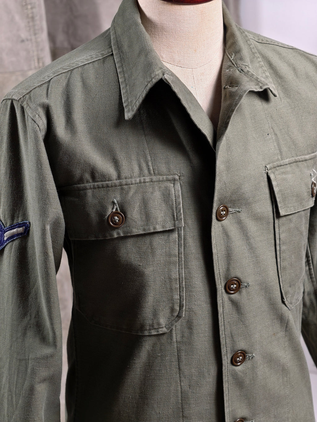 Vintage OG-107 Sateen US Air Force Utility Shirt - 1960s - Made in USA